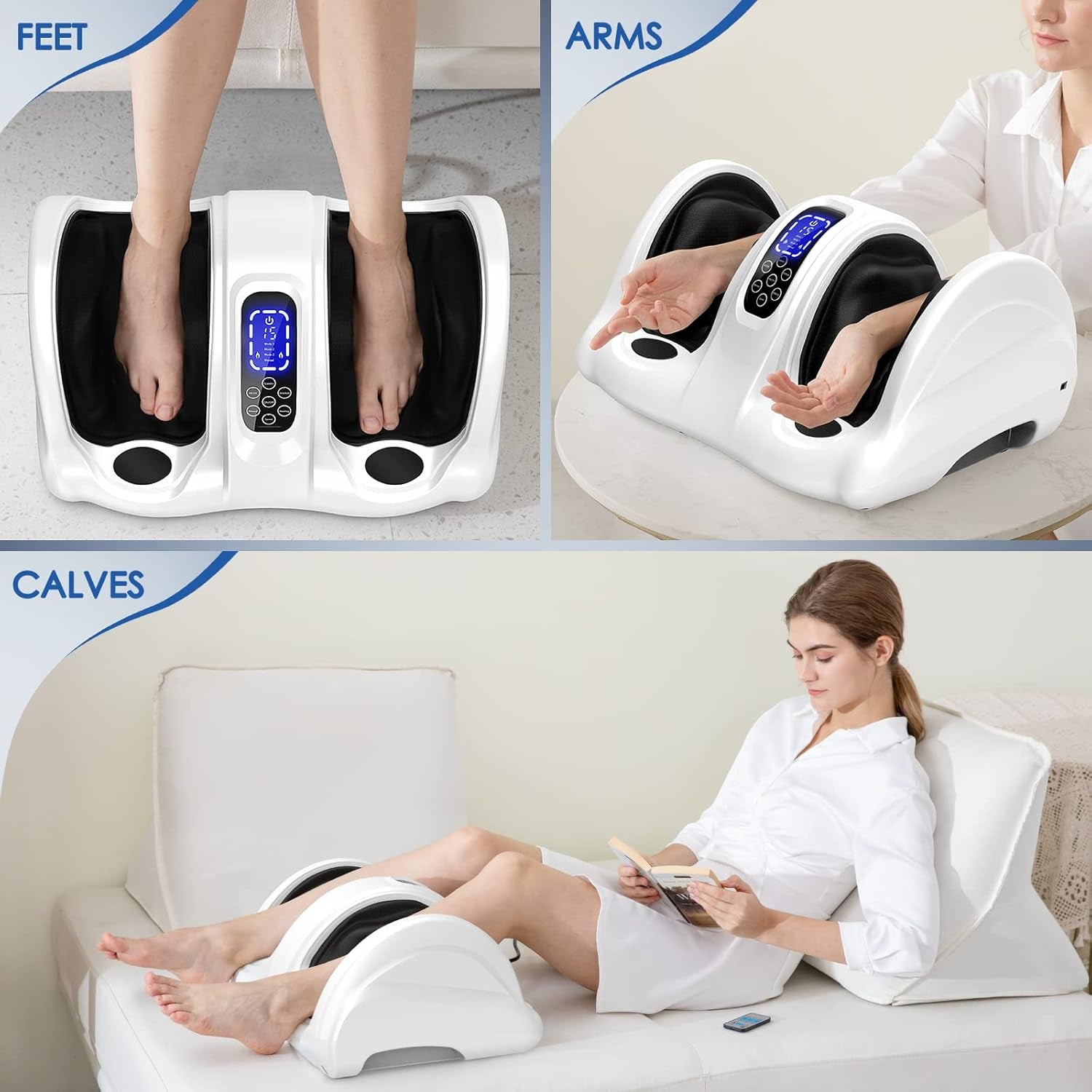 Electric Foot Massager - Deep Tissue Kneading Massage Machine for Increacing Blood Circulation, Lasting Pain Relief, Plantar Fasciitis, Neuropathy - Heated Portable and Remote Control
