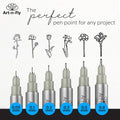 Micro Pen Set - 6 Assorted Sizes - Black Ink Fineliner Pens | Waterproof, No Bleed & Quick-Dry Fine Point Pen with Japanese Archival Pigment Ink for Drawing, Sketching, Manga, Illustration