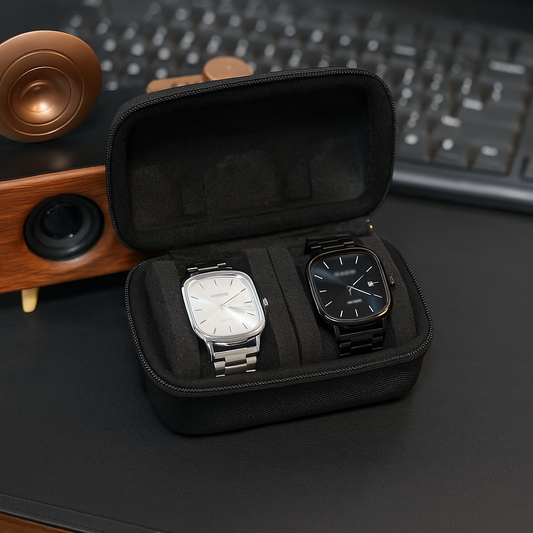 Soporte para relojes con 2 ranuras, negro