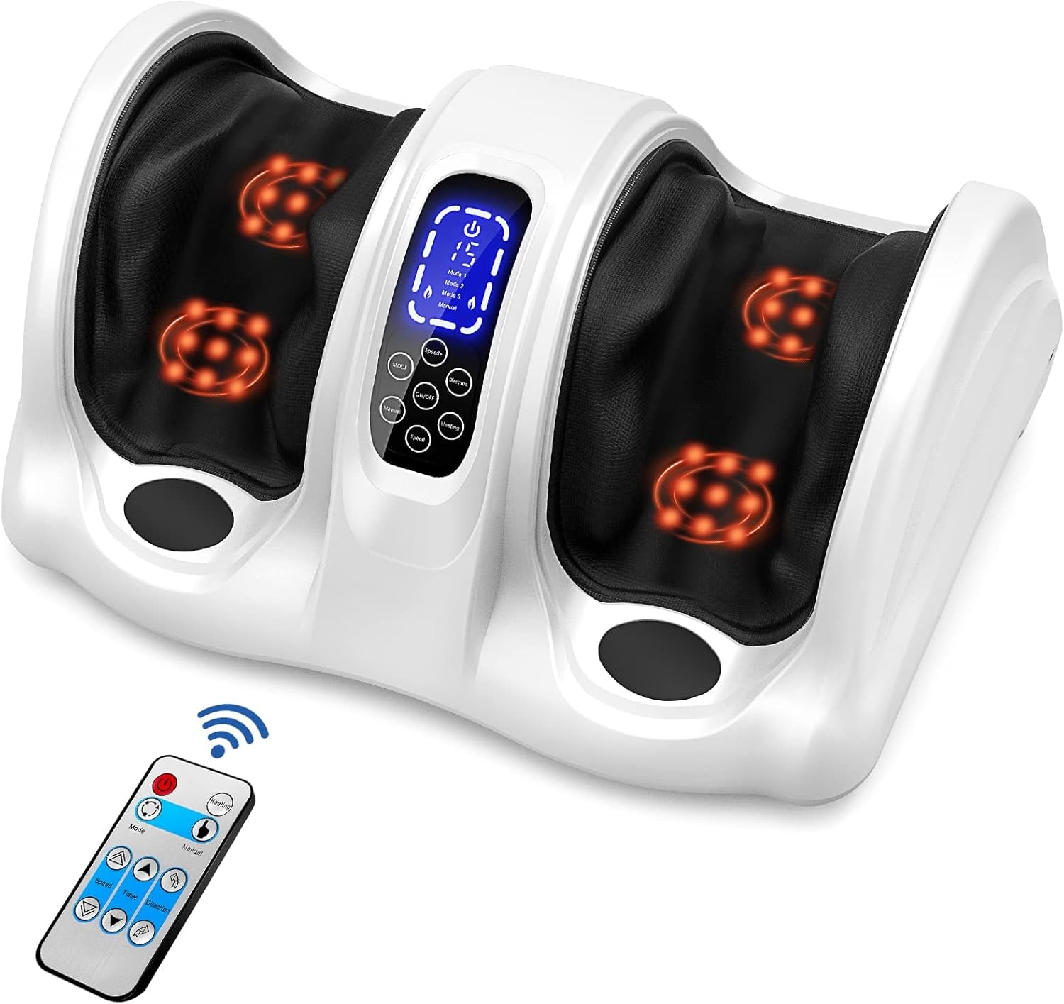 Electric Foot Massager - Deep Tissue Kneading Massage Machine for Increacing Blood Circulation, Lasting Pain Relief, Plantar Fasciitis, Neuropathy - Heated Portable and Remote Control