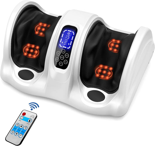 Electric Foot Massager - Deep Tissue Kneading Massage Machine for Increacing Blood Circulation, Lasting Pain Relief, Plantar Fasciitis, Neuropathy - Heated Portable and Remote Control